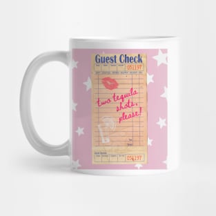 Two Tequila Shots Please Y2k Pink Guest Check Print Mug